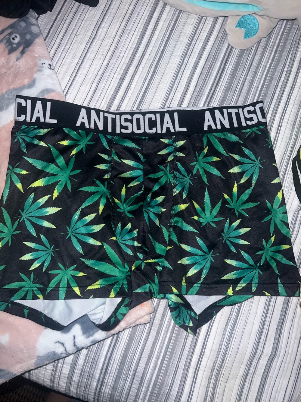 Rue21 Black Boxer Briefs with Green Leaf Print